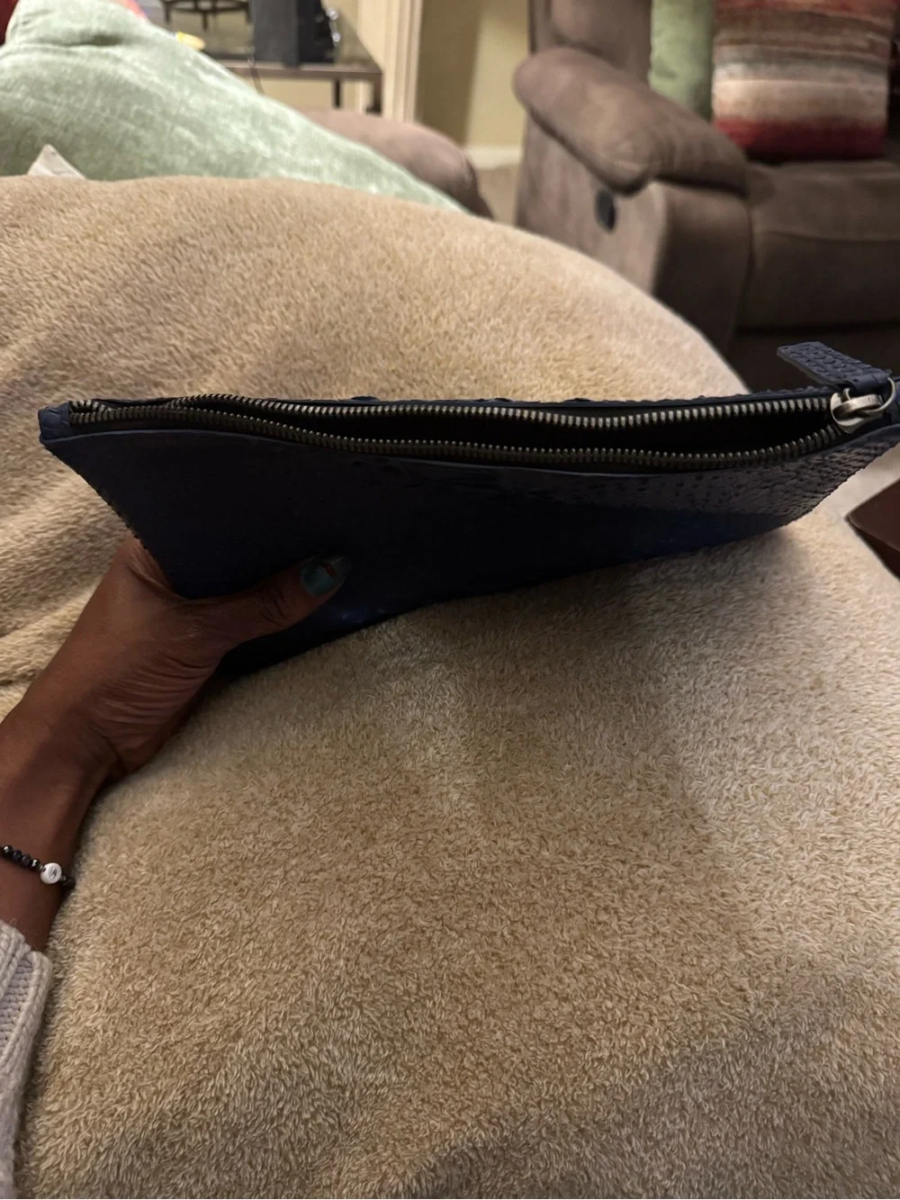 NWT Artifact Eight Blue Faux Python Large Zip Clutch Wristlet w/ Dust Bag